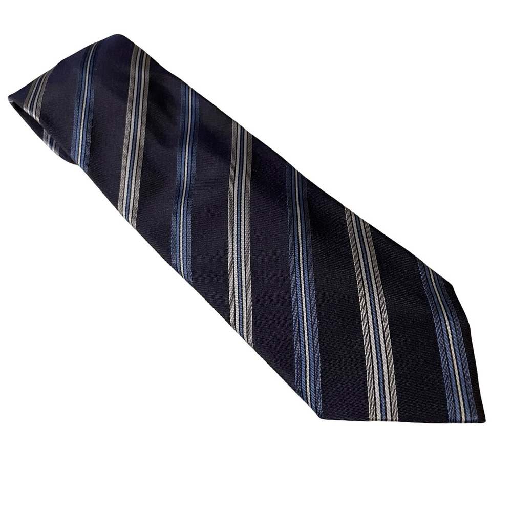 Classic Striped Tie in Black and Blue by Holt Renfrew